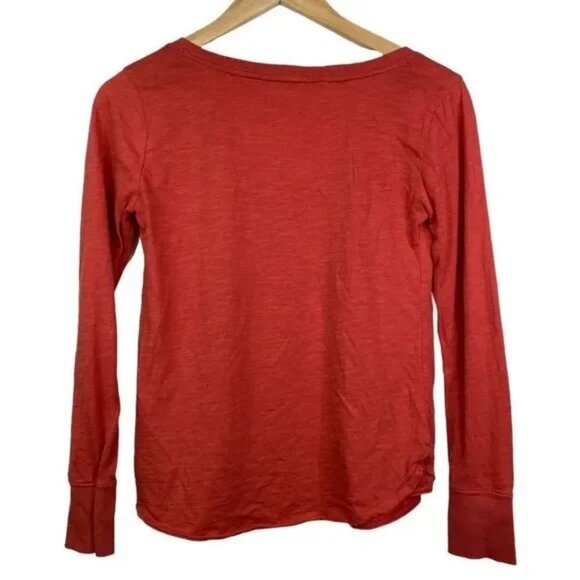 LITTLE YELLOW BUTTON BY ANTHROPOLOGIE HEATHERED RUST ORANGE LONG SLEEVE TOP XXSP - Picture 5 of 7